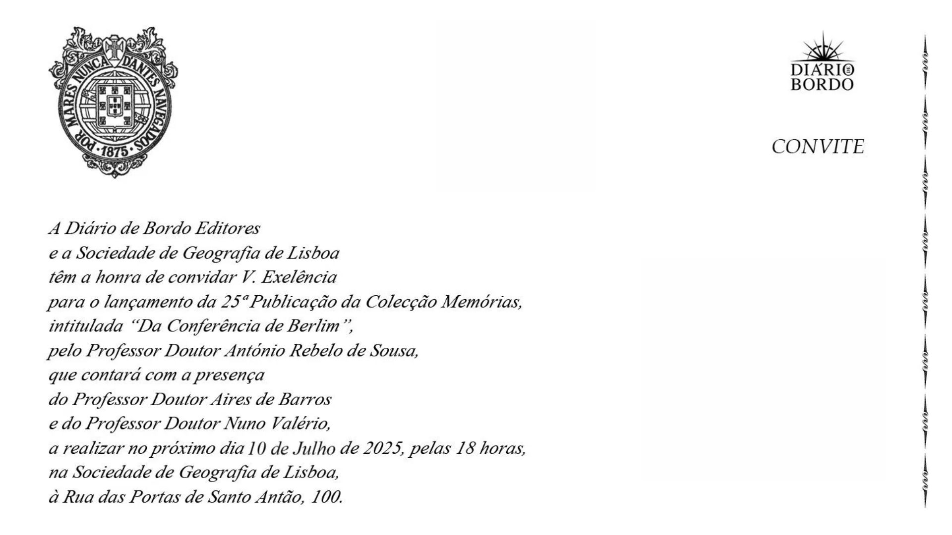 Convite Da Confer&ecirc;ncia de Berlim - Ant&oacute;nio Re...